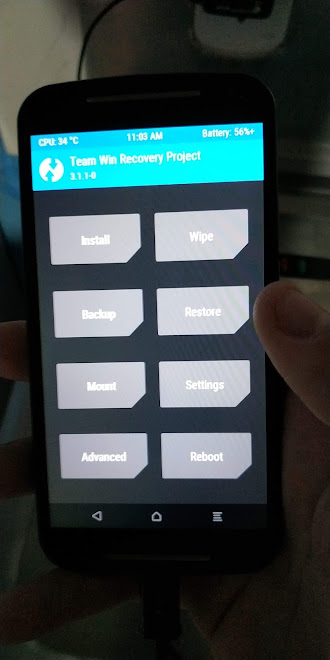 TWRP (recovery) rodando no Moto G 2